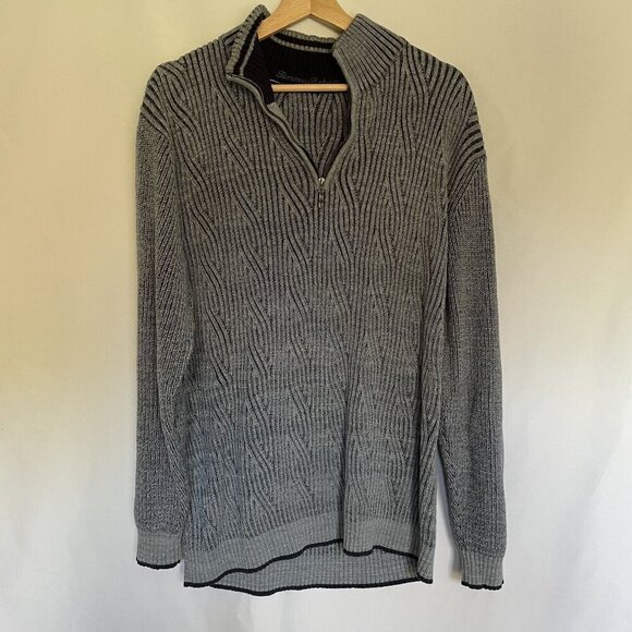 Tommy Bahama Mens XL Grey Cable Knit Quarter-Zip Sweater heavy comfortable - Picture 1 of 8